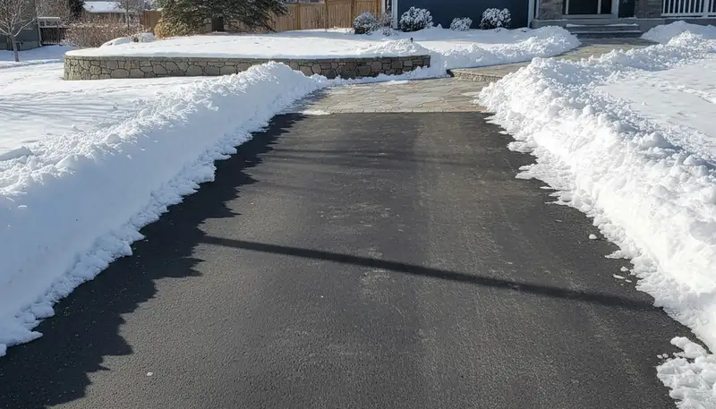Cleared driveway after expert snow removal by Chop Chop Landscaping in Salt Lake City, UT
