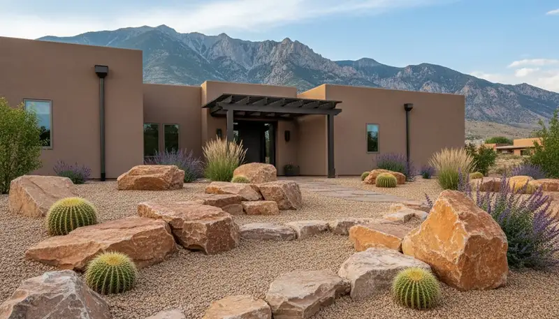Decorative boulder and desert stone landscaping in Salt Lake City, UT by Chop Chop Landscaping