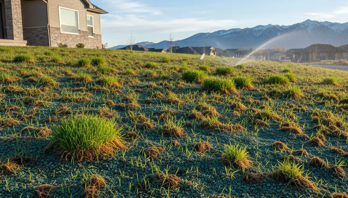 New grass growth from hydroseeding in Salt Lake City, UT showing healthy lawn establishment results