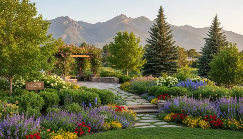 Full property landscape transformation with lush lawn and stone accents in Salt Lake City, Utah
