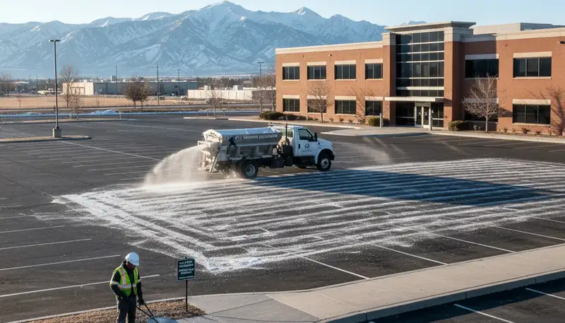 Professional de-icing and salt application for safe winter pavement in Salt Lake City, UT