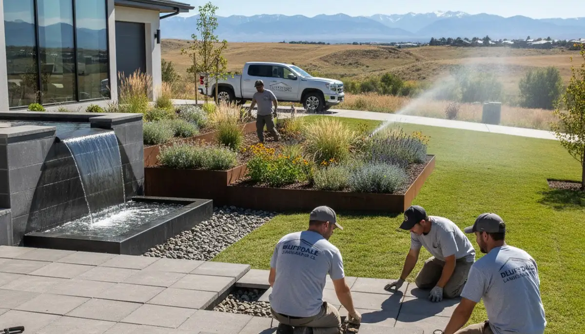 Landscape crew providing lawn care services in Salt Lake City, UT