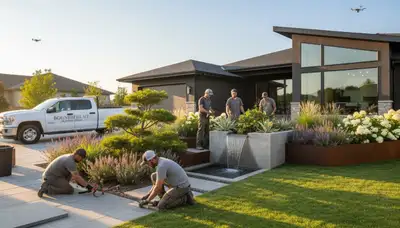 Landscaping crew providing lawn care services in Salt Lake City, UT