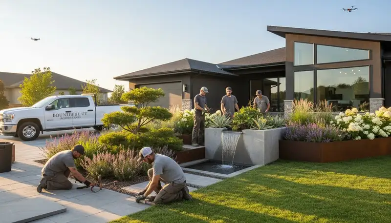 Landscaping crew providing lawn care services in Salt Lake City, UT