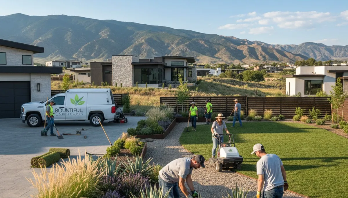 Landscaping team providing lawn care service in Salt Lake City, UT