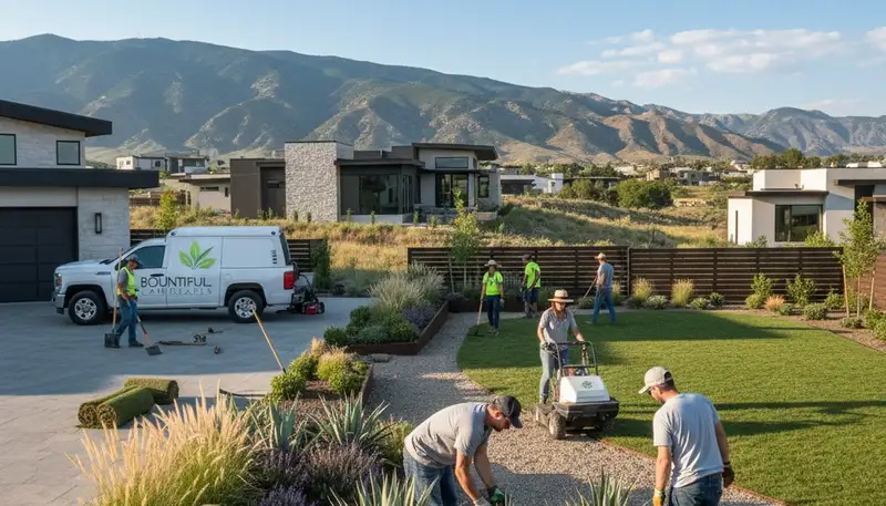 Landscaping team providing lawn care service in Salt Lake City, UT