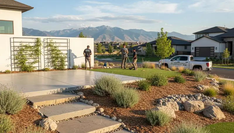 Landscaping crew serving Salt Lake City, UT with professional lawn care and yard maintenance