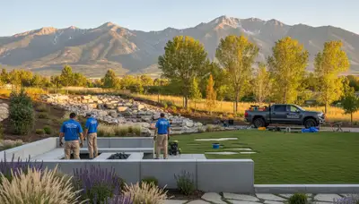 Landscaping crew providing lawn care services in Salt Lake City, UT