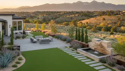 Landscaping crew maintaining a lawn in Salt Lake City, UT for residential yard care