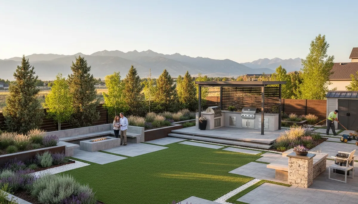 Landscaping crew providing lawn care service in Salt Lake City, UT