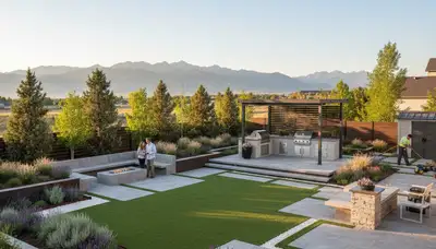Landscaping crew providing lawn care service in Salt Lake City, UT