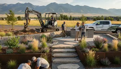 Landscaping crew providing lawn care services in Salt Lake City, UT