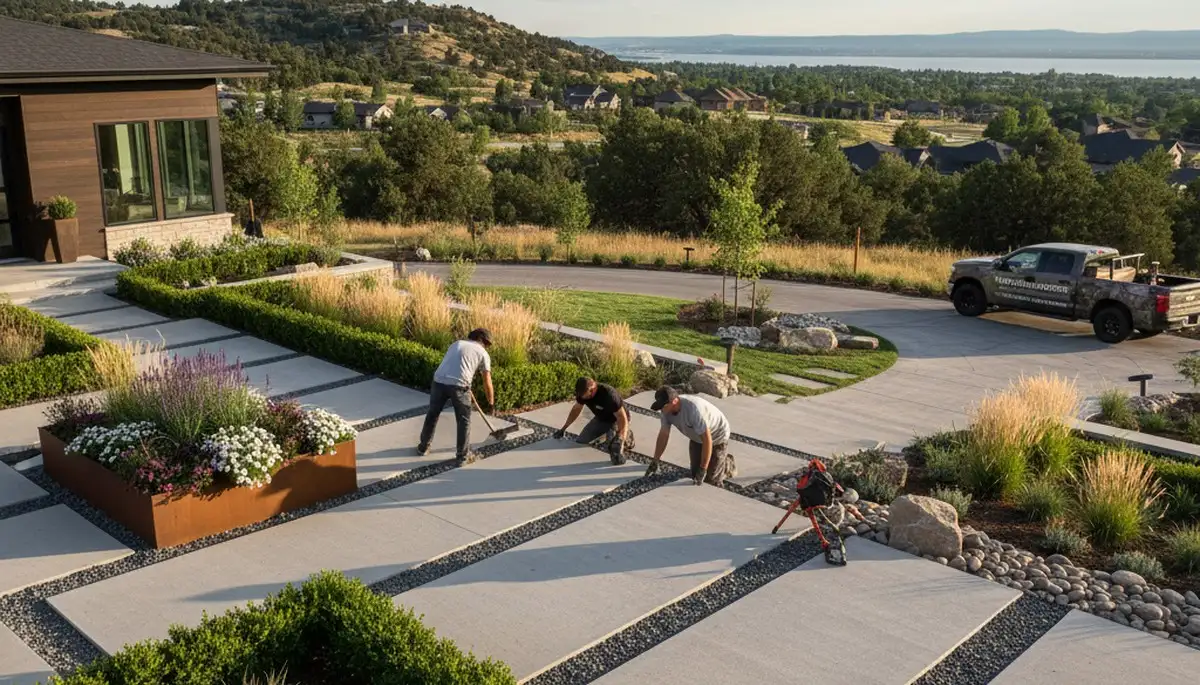 Landscaping team providing lawn care services in Salt Lake City, UT