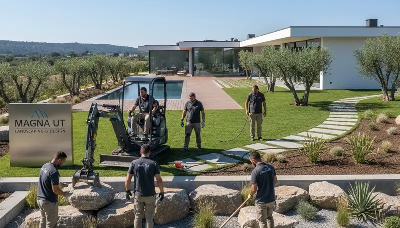Landscaping crew provides lawn care service in Salt Lake City, UT