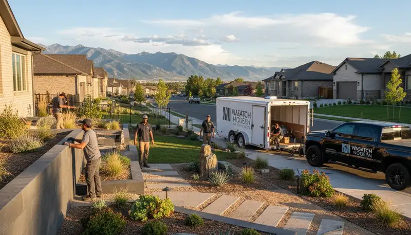 Landscaping crew providing lawn care services in Salt Lake City, UT
