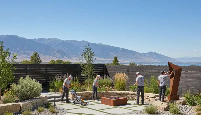 Salt Lake City, UT landscaping crew providing professional lawn care and yard maintenance