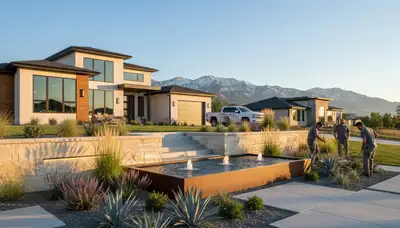 Landscaping crew providing lawn care services in Salt Lake City, UT