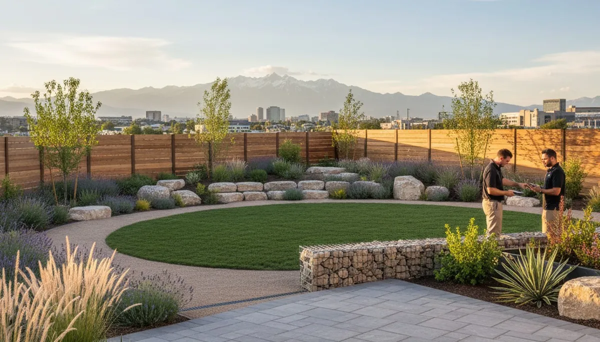 Landscaping crew providing lawn care service in Salt Lake City, UT