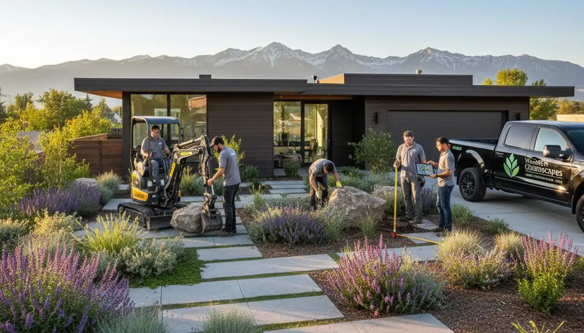 Landscaping team providing lawn care services in Salt Lake City, UT