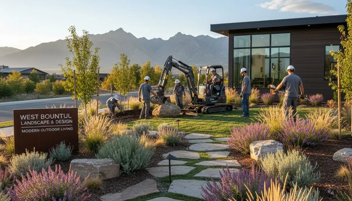Landscaping crew providing lawn care in Salt Lake City, UT