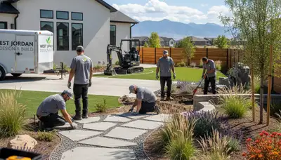 Landscaping team providing lawn care services in Salt Lake City, UT
