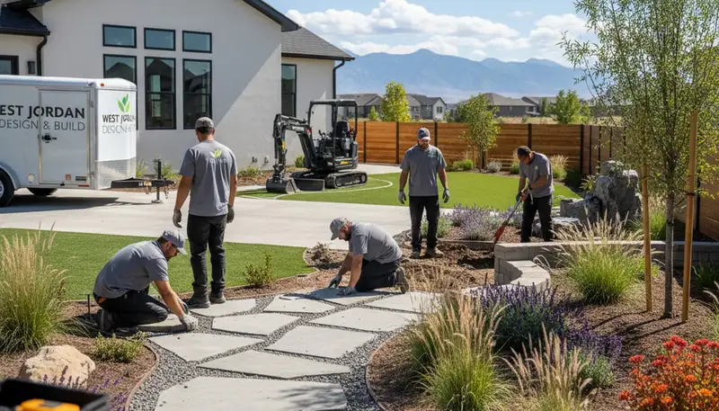 Landscaping team providing lawn care services in Salt Lake City, UT