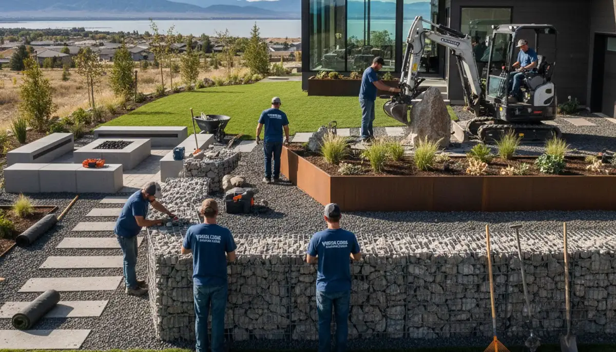 Landscaping team providing lawn care services in Salt Lake City, UT