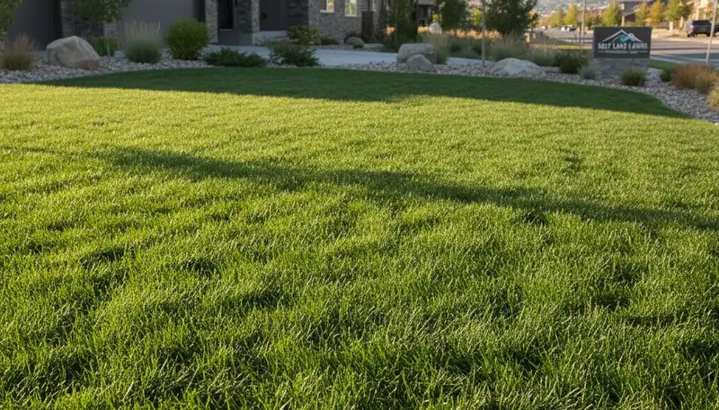 Lush green lawn showing professional lawn care results by Chop Chop Landscaping in Salt Lake City, UT