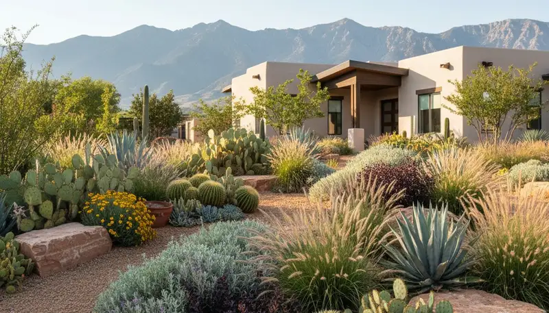 Native desertscape with cacti, succulents, and grasses in Salt Lake City, UT by Chop Chop Landscaping