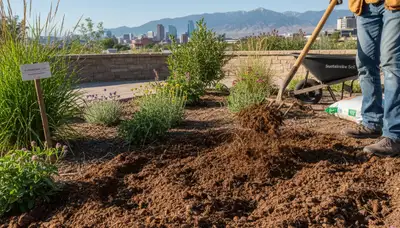 Organic compost and fertilizer applied to garden beds by Salt Lake City landscaping professionals