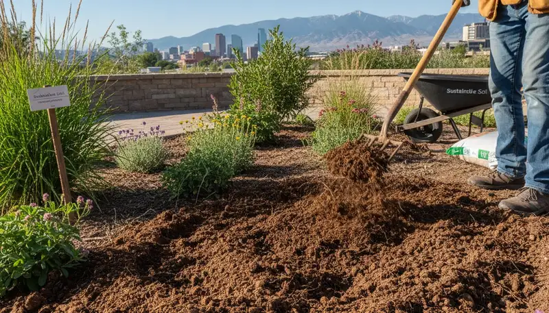 Organic compost and fertilizer applied to garden beds by Salt Lake City landscaping professionals