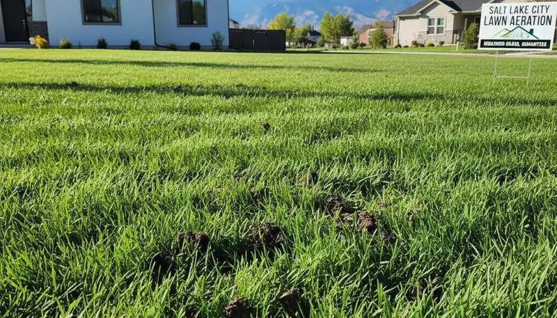 Healthy Salt Lake City lawn recovering after professional aeration by Chop Chop Landscaping