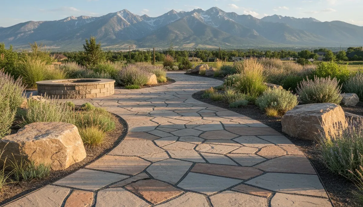 Stone paver pathway installation in Salt Lake City, UT by Chop Chop Landscaping